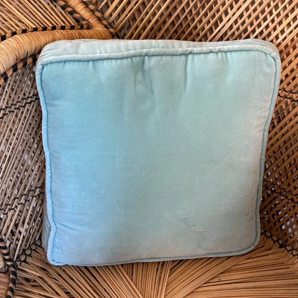 Vintage Hardanger Embroidery pillow blue decorative pillow 13x13 in